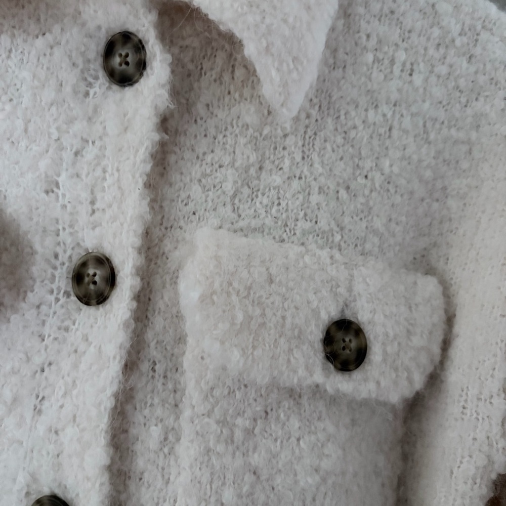 Madewell Jill Bouclé-Knit Sweater Jacket in Alabaster Ivory XS - Picture 4 of 9